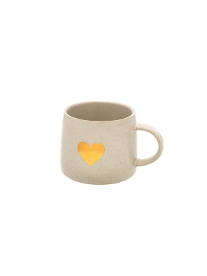 Gold Heart Mug White