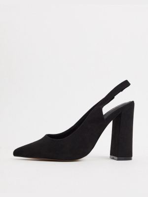 Asos Design Parson Slingback High Block Heels In Black