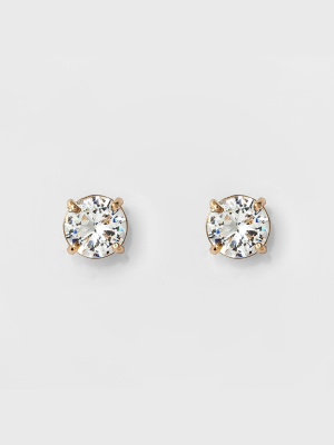 Women's Round Crystal Stud Earring - A New Day™ Gold