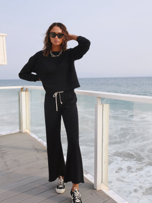 French Flare Pant In Black Organic Cotton
