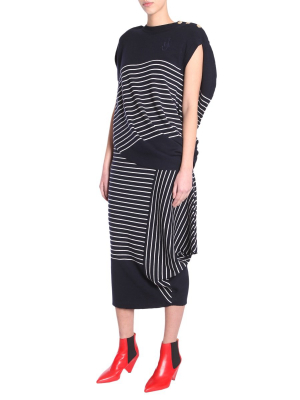 Jw Anderson Striped Asymmetric Draped Skirt