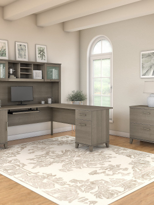 Bush Furniture 72w L Shaped Desk With Hutch And Lateral File Cabinet, Ash Gray Set009ag