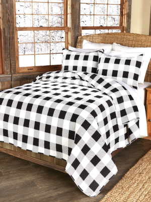 Lakeside Black And White Checker Bed Quilt Set With Pillow Shams