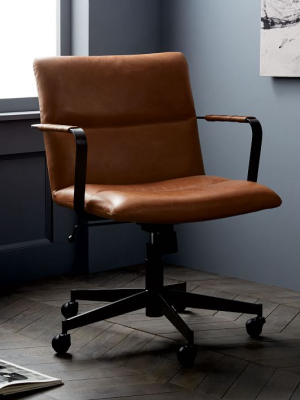 Cooper Mid-century Leather Swivel Office Chair