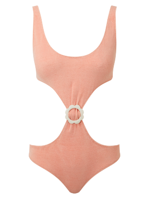 Scallop Buckle Cut Out Peach Terry Maillot