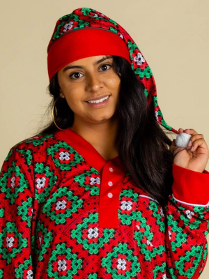 The Quilty Pleasure Cap | Red And Green Quilted Christmas Cap