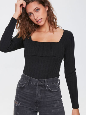 Ribbed Long-sleeve Top