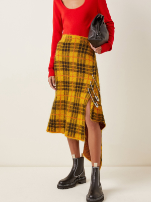 Tartan Mohair-blend Midi Skirt