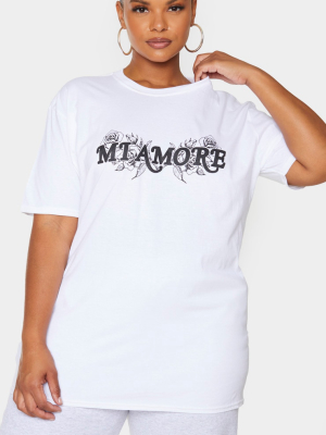 Plus White Mi Amore Slogan T Shirt