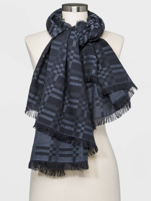 Women's Plaid Oversized Square Scarf - Universal Thread™ Metallic Gray