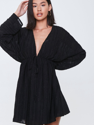 Plunging Kimono-sleeve Dress