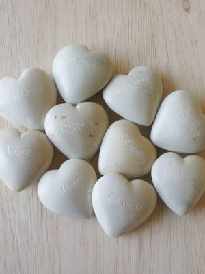 Flat Word Heart Stones (choose Word)