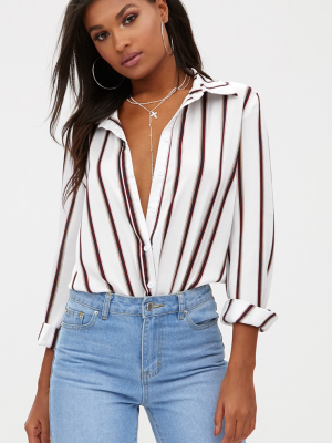 White Satin Stripe Shirt