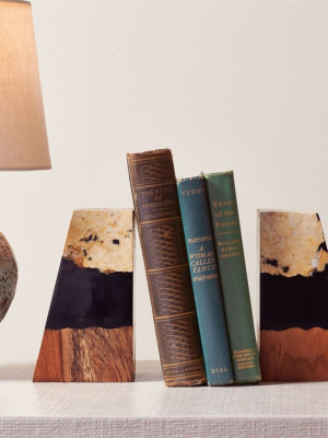 Made Goods Bradley Bookends - Natural Teak/stone