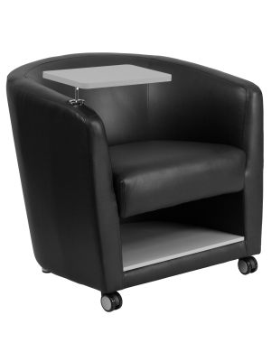 Flash Furniture Guest Chair With Tablet Arm, Front Wheel Casters And Under Seat Storage