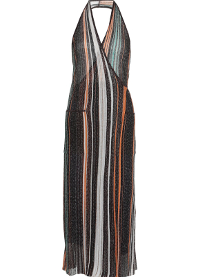 Missoni Metallic Striped Halter-neck Dress