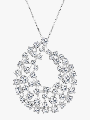 Rose Cut Diamond Arc Pendant Necklace