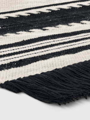 2'x3' Sylviidae Stripe Woven Accent Rug Black - Opalhouse™