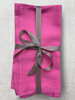 Set Of 6 Organza Napkins In Pink