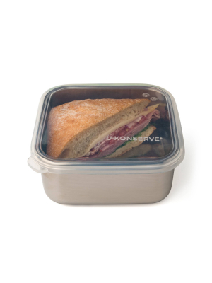 U-konserve Square To-go Medium Stainless Steel Container 30oz - Clear Silicone Lid