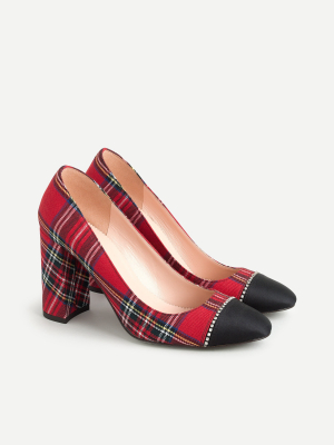 Red Stewart Tartan Pumps With Cap-toe Detail