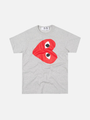 Comme Des Garçons Play Tee W/ Red Heart - Grey