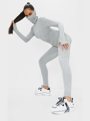 Grey Marl Long Sleeve Mask Jumpsuit