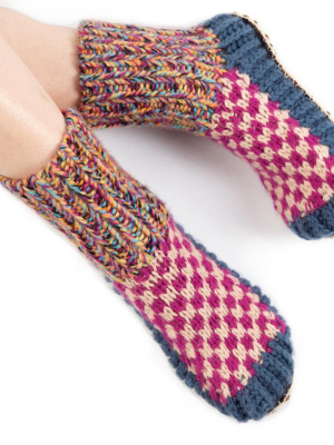 Berkley Knit Slipper Sock Blue