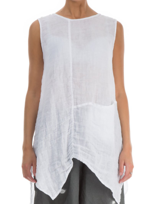 Side Pocket White Linen Tunic