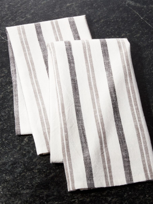 Farmhouse Grey Stripe Dish Towels, Set Of 2