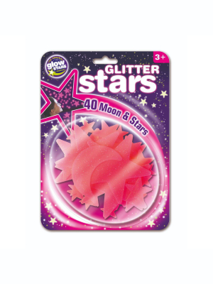 The Original Glowstars Glow-in-the-dark Pink Glitter Moon And Stars Set