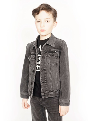Kid's Denim Jacket Stretch In Vintage Black