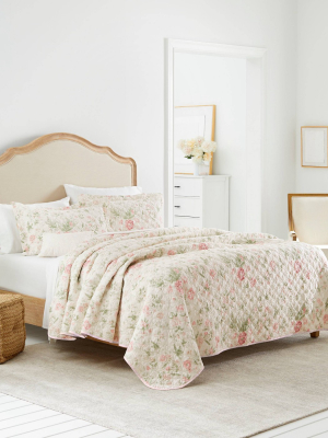 Laura Ashley Breezy Floral Quilt Sham Set Pink