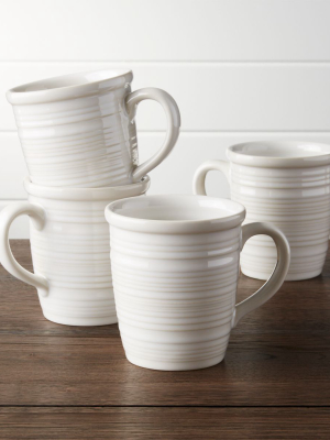 Farmhouse White Mugs, Set Of 4