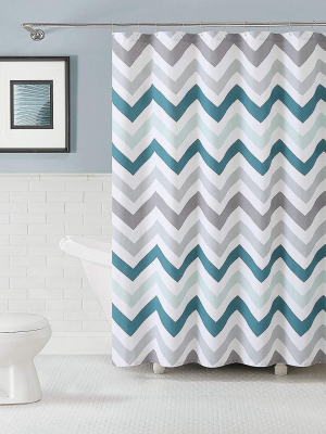 Kate Aurora Living 100% Cotton Chevron Fabric Shower Curtains