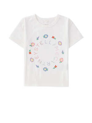 Stella Mccartney Kids Flowers Logo Print T-shirt