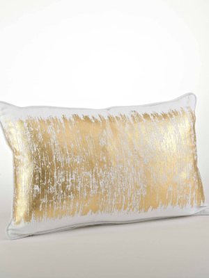 Down Filled Metallic Banded Design Pillow - Saro Lifestyle