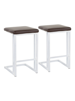 Set Of 2 Roman Industrial Counter Height Barstools - Lumisource