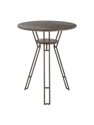 28.5" Folia Industrial Round Counter Table Metal And Bamboo Antiqued Brown/espresso - Lumisource