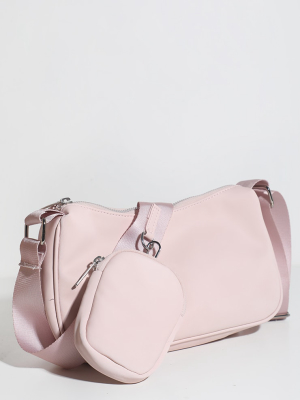 Baby Pink Multi Pocket Cross Body Bag