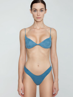 Start Me Up Suede Underwire Bikini Top - Blue