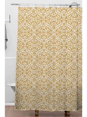 Wagner Campelo Boho Volutes Putty Shower Curtain Yellow - Deny Designs