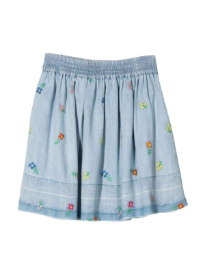 Stella Mccartney Kids Floral Embroidered Skirt