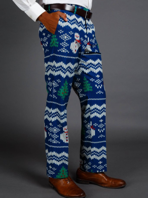 The Eggnog Aficionado | Navy Blue Snowman Christmas Pants