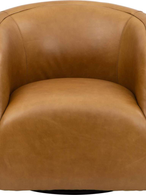 Finn Leather Swivel Chair, Libby Amaretto