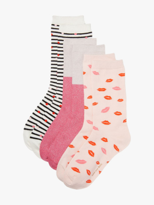 Lips 3-pack Crew Socks