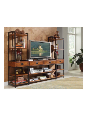 Modern Craftsman Entertainment Center Oak - Home Styles