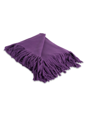 50"x60" Fleece Throw Blanket With Fringe Purple - Design Imports