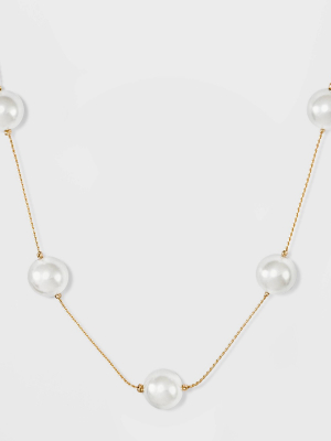 Short Pearl Station Necklace - A New Day™ Pearl/gold