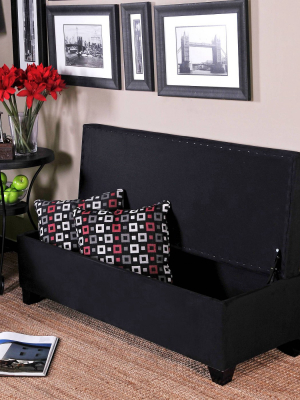 Hinged Bench Storage Ottoman Microfiber Black - Handy Living